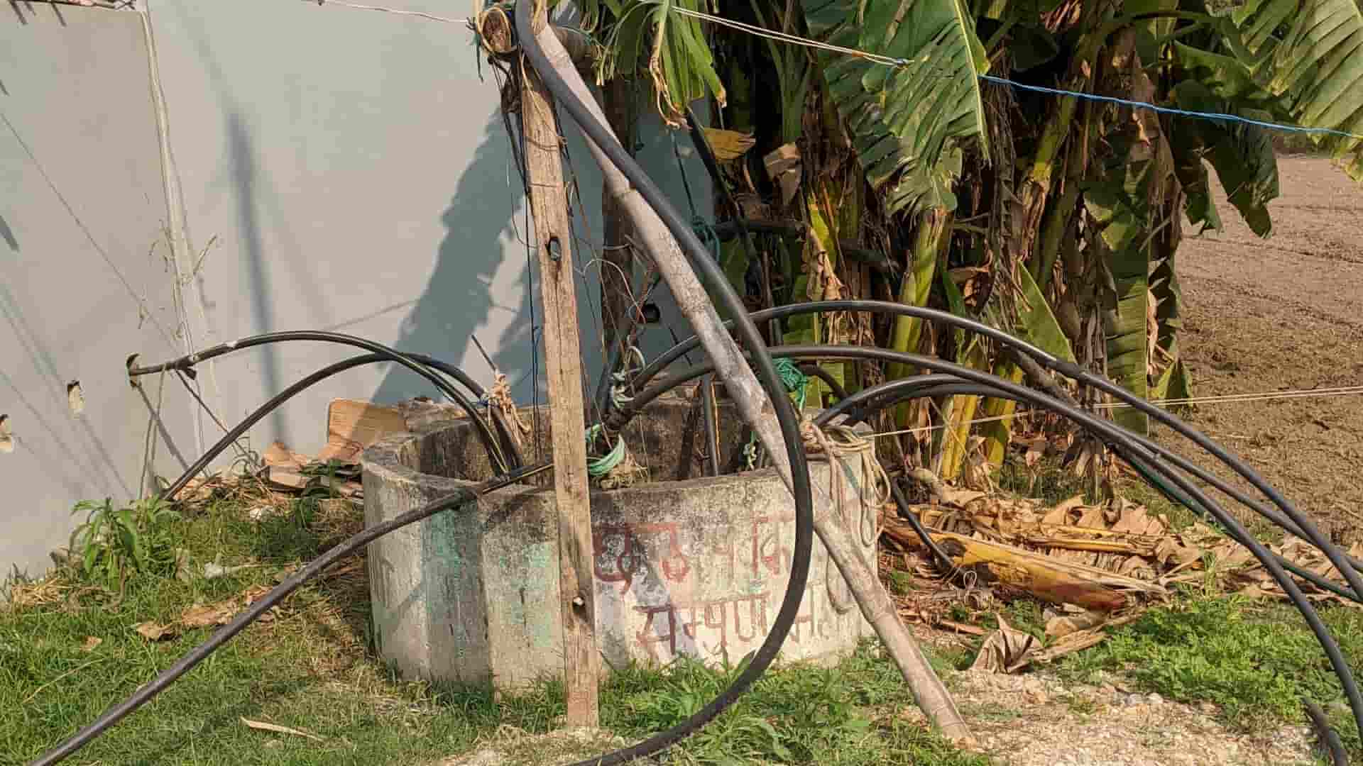 A complex web of distribution pipes connected to a community well illustrates the mounting pressure on groundwater resources in Nepal’s southern plains