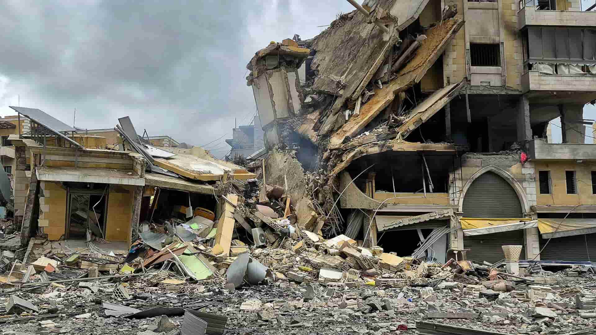 A collapsed building following overnight Israeli bombardment in Nabatieh in southern Lebanon on April 6, 2026 | Photo: Abbas Fakih/AFP