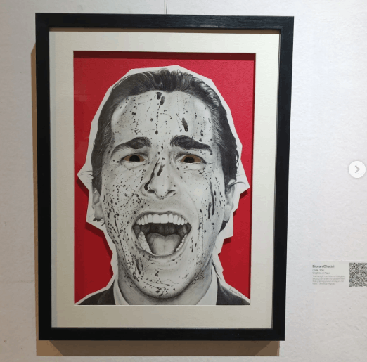 Photo: Patrick Bateman made by Bipran Chhetri in an exhibition “Second Strokes” held at Nepal Art Council, Babar Mahal